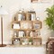 Costway 1/2 PCS 4-Tier S-Shaped Bookcase with 4 Open Cubes Geometric Corner Display Shelf